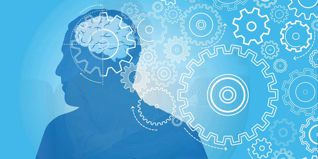 AOTblog-August-Neurodiverse Abstract illustration-silhouette of a man, his brain with gears all around