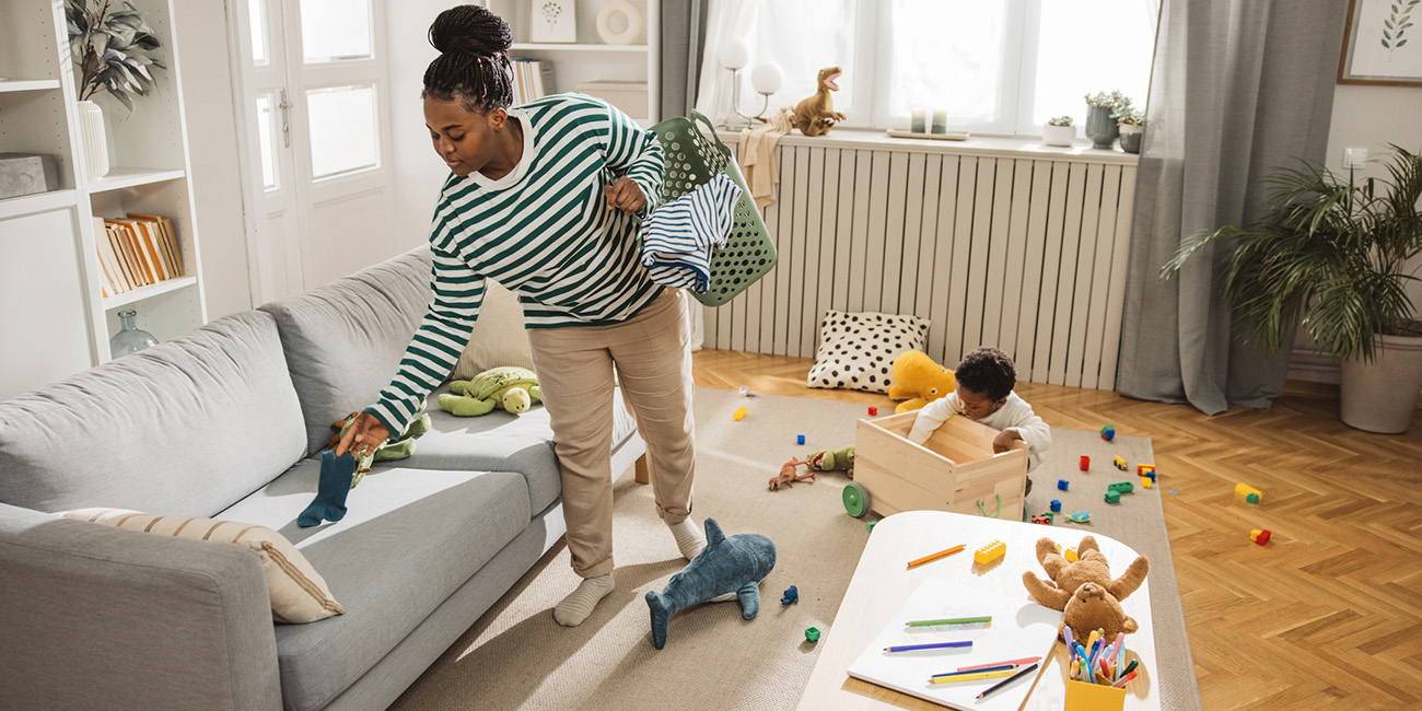 AOT-blog-StressAwareness Mom cleaning after the baby