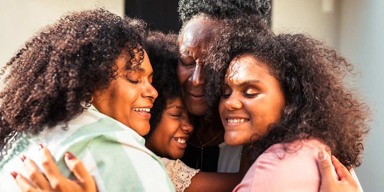 Family hugging